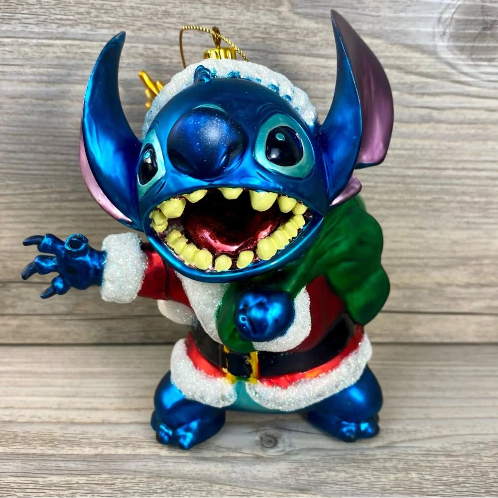 Limited Edition Walt Disney World Stitch 3D Glass Ornament Santa Claus Stitch